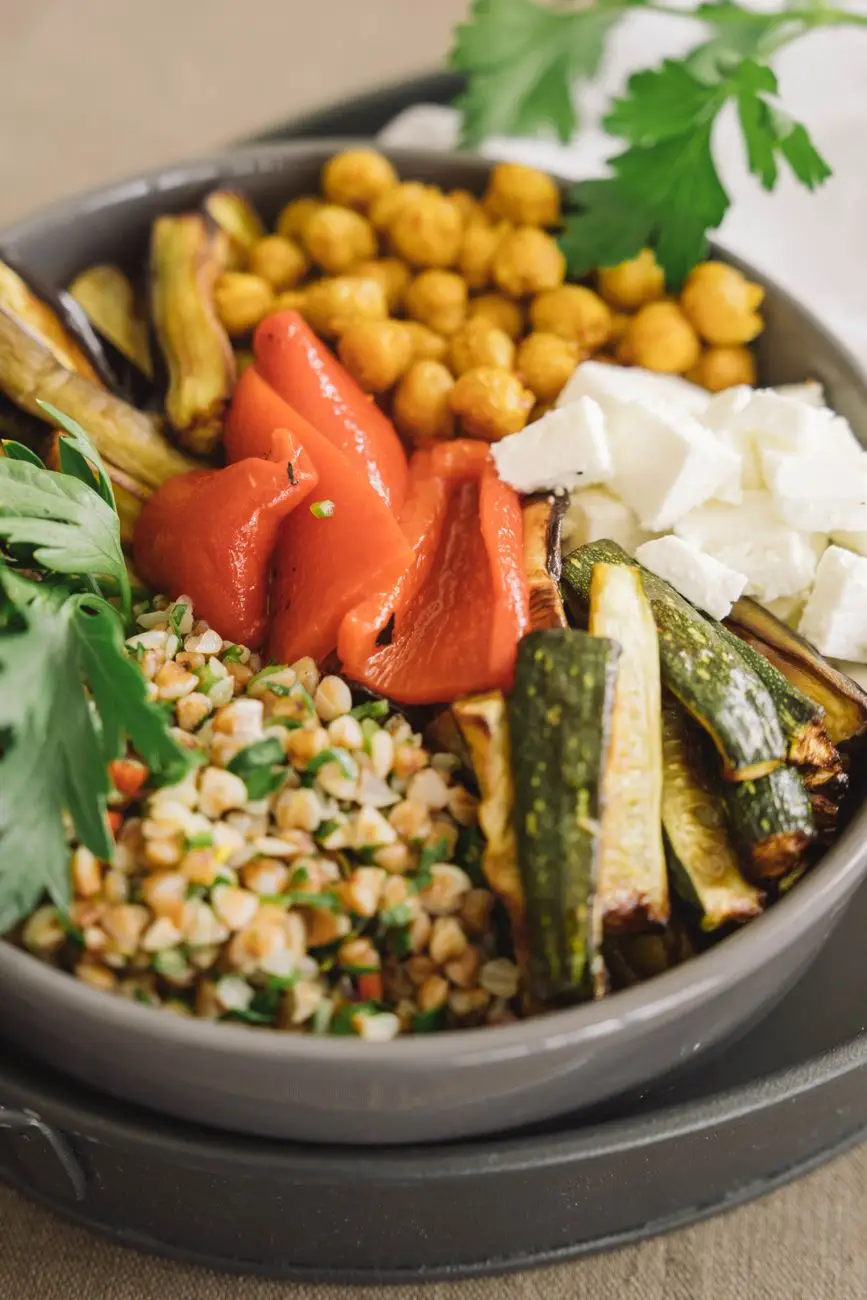 cooked food in the bowl